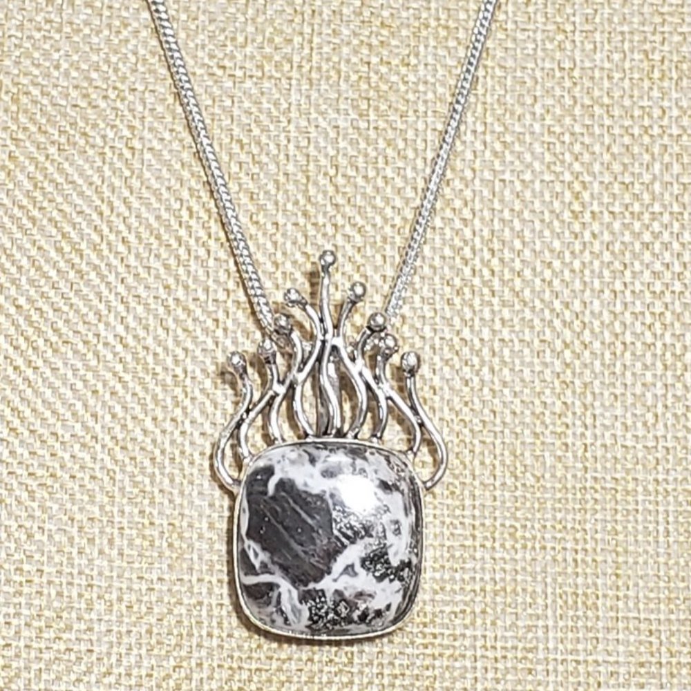 Jasper necklace, 925 silver jasper gemstone pendant necklace